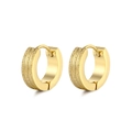 Herren goldene Ohrringe mit doppelten Linien und runder mattierter Metalloberfläche - Mattierte Doppellinie / Gold (Einzelstück)