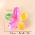 Pink and purple gradient frangipani hair claw clip with dimensions 7.5cm by 8.5cm - 8cm / Green Pink Yellow Gradient