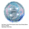 18-inch mermaid theme foil balloon with Feliz Cumpleaños text and pink seahorse - Round Spanish Dreamy Ocean Birthday Balloon