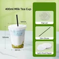 400ml clear plastic cold drink cup with flat lid, straw and leak-proof paper - 400ml With Flat Lid Straw and Leak-proof Paper