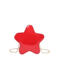 Star-shaped crossbody bag in red patent leather with elegant golden metal chain strap - Red