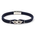 Bracelet style chaîne de vélo avec corde en nylon bleu marine et fermoir argenté - Bleu Marine Corde Milanaise Boucle Magnétique Carrée