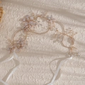 Elegant bridal hair band with pink flowers and white pearls on golden wire weave - 3# Gold Hair Vine