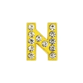 Golden letter N slide charm with sparkling rhinestones for DIY 8mm wristband jewelry - 8mm Gold Rhinestone Letter-N