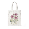 Off-white canvas tote bag featuring pink dahlia floral watercolor prints for women - Style F-Pink Dahlia