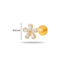 Golden titanium flower stud earring with sparkling crystals and 0.61cm width detail - 590-12# Gold Large Flower