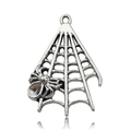 Antique silver spider web charm with 3D spider detail for DIY necklace and bracelet - 10857-Spider Web