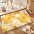 Tappeto da bagno assorbente con fiori gialli e bianchi, consistenza morbida e antiscivolo - 40*60cm / Cento Giorni di Fioritura