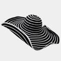 Detailed view of the wide wavy brim and high-contrast black and white stripes pattern - One Size / Black White Stripe