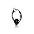 Polished black stainless steel hoop earring with a sleek conical charm in unisex style - Black Single Cone Ear Clip