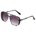 Steampunk sunglasses with black metal frame and purple gradient lenses with side shields - Black Frame Gradient Grey
