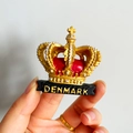 3D Denmark royal crown souvenir fridge magnet in gold and red colors with black base - (39) Denmark Crown