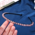 Handmade black wire headband with 6mm pink-purple natural crystal stone beads - 6mm Strawberry Quartz