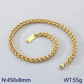 Goldene Edelstahl-Halskette 450x8mm mit rechteckigem Anhänger und stabilem Karabinerverschluss - 8mm Halskette (KN291993-Z)