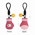 Μπρελόκ γάντι μποξ από ροζ δέρμα PU με emoji και πλεγμένο λουράκι καρπού - Γάντι Μποξ - Ροζ