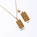 Gold Aquarius zodiac necklace featuring rectangular square pendant with constellation - Aquarius / Gold
