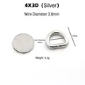 Silver metal D-ring buckle with 3.8mm wire thickness for bags, 13mm inner diameter - 4x3D (Inner 13mm) / Silver