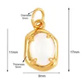 18K gold plated copper oval pendant with translucent zircon inlay, 17mm total height - L229115-Opal Gold
