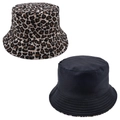 Dettaglio del cappello alla pescatora reversibile leopardato con interno nero e cuciture - Taglia unica / Leopardo Scuro (Cappello da Pescatore Leopardo Scuro)