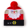 Santa Claus knitted LED hat with colorful lights and ON/OFF switch for Christmas - Santa Claus Belt Folded Hat