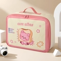 Cute kitten print large capacity travel bag with pink cat toast design and sturdy handles - Pink Toast Cat