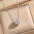 Titanium steel cylinder pendant necklace with sparkling cubic zirconia on gold silk - Silver