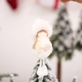 Pendaglio angelo di Natale in peluche rosa con decorazione fiocco di neve argento - Stile Angelo Ragazza Bianca (K-TS136) / Bianco