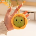Schattige gele zonnebloem pluche sleutelhanger met lachend gezichtje - Matchastijl (抹茶款)