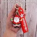 Santa Claus PVC keychain with red wrist strap, 5.3x4.5cm Christmas bag pendant gift - Santa Claus-17