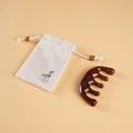 Green sandalwood scalp massage comb with a natural cotton linen storage pouch - Red Sandalwood - With Cloth Bag