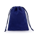 Close-up of a blue soft velvet drawstring pouch for jewelry storage and gift packaging - Cobalt Blue