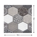 3D vintage grey and white hexagonal brick wall sticker self-adhesive 30cm x 30cm - 516-Hexagon Embossed Grey