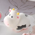 Cute white cow pendant with black spots and metal ring for DIY jewelry making - Spotted Cow