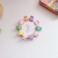 Mini rabbit ear hair clips in pastel macaron colors set on a round white card display - 10Pcs Rabbit