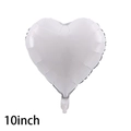 10-inch white heart-shaped foil balloon with metallic finish for party decoration - 10 Inch Heart White