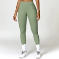 Salbeigrüne High-Waist-Yoga-Leggings mit Bauchkontrolle für Fitness und Sport - S / Basilikumgrün