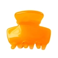 Detail view of mini translucent orange acetate hair claw clip with glossy finish - Orange