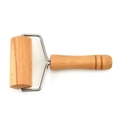 Dual-head beech wood rolling pin with metal bracket for baking and pastry dough - YR1837-6 (11x19CM) / Natural Wood Color