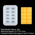 Molde de silicona de 10 cavidades con forma de píldora para chocolate y resina amarilla - 4# B1080 Forma Ovalada / Transparente