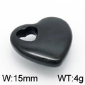 Pendentif coeur noir en acier inoxydable de 15mm, finition polie, poids 4g - 15mm / Noir (KLJ4905-Z)