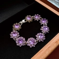Bracciale vintage con fiori di cristallo viola e base in argento in una scatola di lusso - Bracciale / Viola