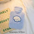Cute light blue plush hot water bottle with sweet puppy embroidery and soft fabric - 500ml / Teddy Dog
