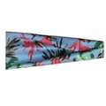 Blue sports headband with red floral and green leaf pattern, folded for athletic use - 34# Blue Red Floral