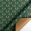Dark green kraft wrapping paper roll with gold reindeer antler patterns for Christmas gift - Moose Antlers