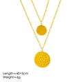 Double-layer gold necklace with textured round pendants and 40+5cm length detail - Necklace / Gold Double Layered Necklace