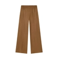Vue détaillée d'un pantalon large en suédine marron avec une taille élastiquée - XS / Pantalons