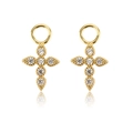 S925 sterling silver gold cross earrings with sparkling cubic zirconia inlay - Model I [Cross]