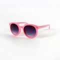 Pink round frame kids sunglasses with purple gradient lenses and metal arrow detail - Pink