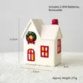 Nordic white ceramic Christmas house with red chimney and festive wreath decoration - Large Red Villa