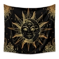 Bohemian sun and moon mandala tapestry in black and gold for bedroom wall decor - ZJ726-2/Black Gold Boho Sun / 73X95CM/Brushed Fabric